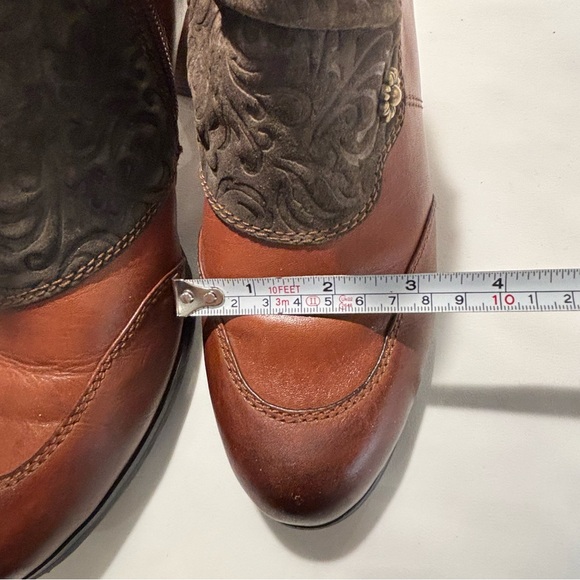 L’ARTISTE Sz 40 Heel Booties Steampunk Vibes Leather Suede Ruched Shaft Buttons - Picture 10 of 14